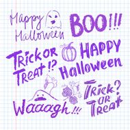 Halloween ink hand drawn lettering collection with ghosts and pu