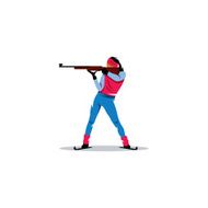 Biathlete Girl athlete at the ready to shoot with a N2