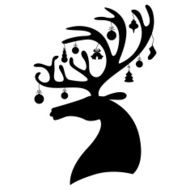 Silhouette deer head decorated baubles