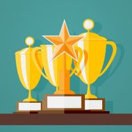Trophy and awards in flat design style N5