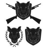 Hunting trophy boar set