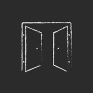 Open doors icon drawn in chalk