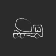 Concrete mixer truck icon drawn in chalk
