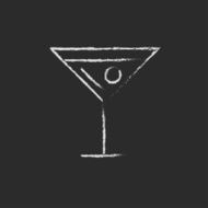 Cocktail glass icon drawn in chalk N2