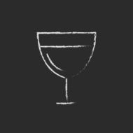 Glass of wine icon drawn in chalk N2