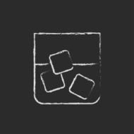 Glass of water with ice icon drawn in chalk