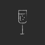 Glass of champagne icon drawn in chalk