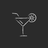 Cocktail glass icon drawn in chalk N3