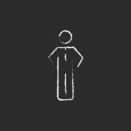 Businessman standing icon drawn in chalk N2