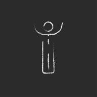 Man with raised arms icon drawn in chalk N3