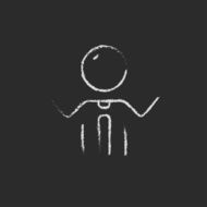 Man with raised arms icon drawn in chalk N4
