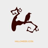 Raven on a branch halloween icon