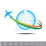 Airplane symbol Letter Travel background with aircraft N4