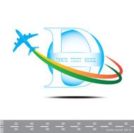Airplane symbol Letter Travel background with aircraft N5