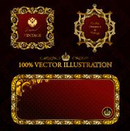 Glamour vintage gold frame decorative red black N2