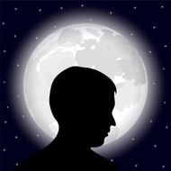 man in the background of full moon