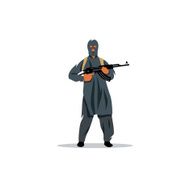 East Islamic commandos with a gun Vector Illustration