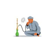 Arab men smoking shisha Vector Illustration