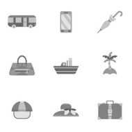 Travel flat black and white Icons set N3