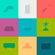 Travel silhouette flat Icons set N4