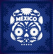 Mexican Skull - Cut Out Paper Blue N2