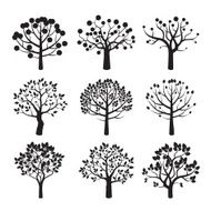 Set of black vector tree icon N2