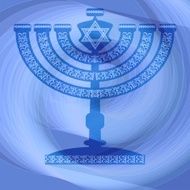 Jewish traditional candlestick in blue abstract design