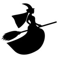 silhouette of a witch on broomstick Halloween