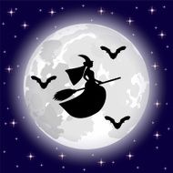 silhouettes of witches and bats