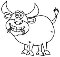bull eating grass for coloring N2