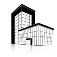 silhouette office building with an entrance and reflection N9