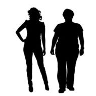Vector silhouette of women N133