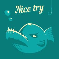 Vector angry fish illustration