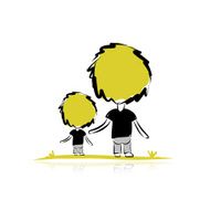 Family father and son sketch for your design