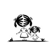 Family mother and dauther sketch for your design