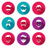 Retro Mens Hair Styles Icons Set Vector Illustration N2