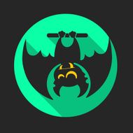 Round flat vector icon with vampire bat for Halloween