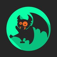 Round flat vector icon with vampire bat for Halloween N2