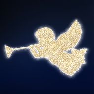 Christmas card golden silhouette of flying angel with trumpet vector N2
