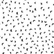 set butterflies cicada isolated black silhouette Seamless pattern