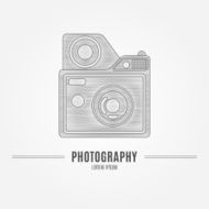 Old camera - branding identity element isolated on white background