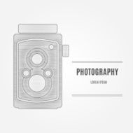 Old camera - branding identity element isolated on white background N2