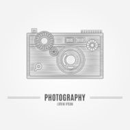 Old camera - branding identity element isolated on white background N3