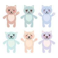 set funny cats pastel colors on white background Vector