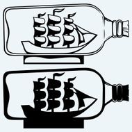 Old sailboat in glass bottle N2
