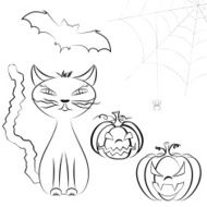 Halloween line art set