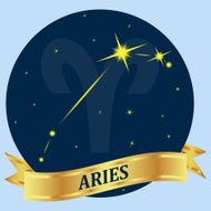 Aries Constellation and zodiac sign in the blue circle N2