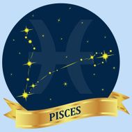 Pisces Constellation and zodiac sign in the blue circle N2