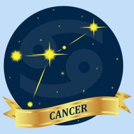 CANCER Constellation and zodiac sign in the blue circle N2