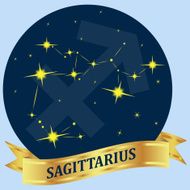 Sagittarius Constellation and zodiac sign in the blue circle N2